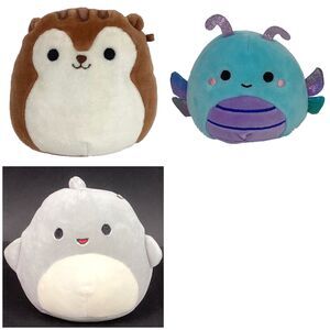 Squishmallow Lot-Sawyer Squirrel + Gordon Great White + Heather Dragonfly -Minis